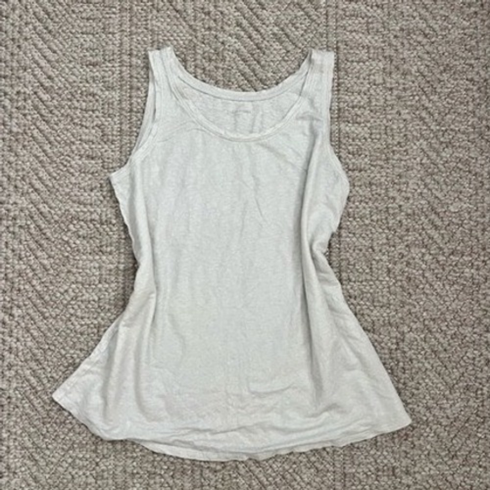 Eileen Fisher Sparkle Knit Tank Top Cream Scoop Neck Sleeveless Shimmer Small